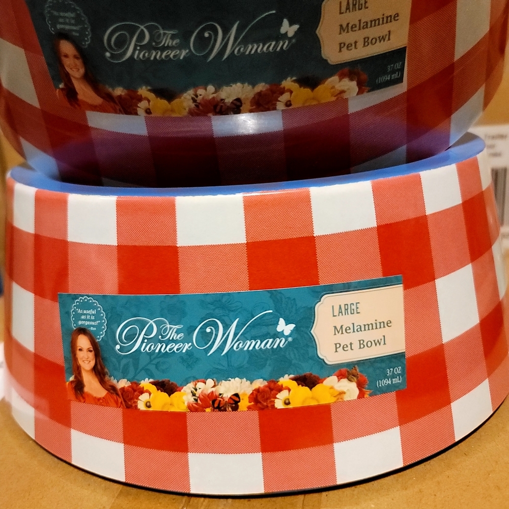 Pioneer Woman Charming Check Large Pet Bowls - Picture 2 of 4